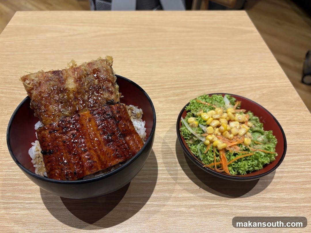 Unagi Rice Bowl and Salad