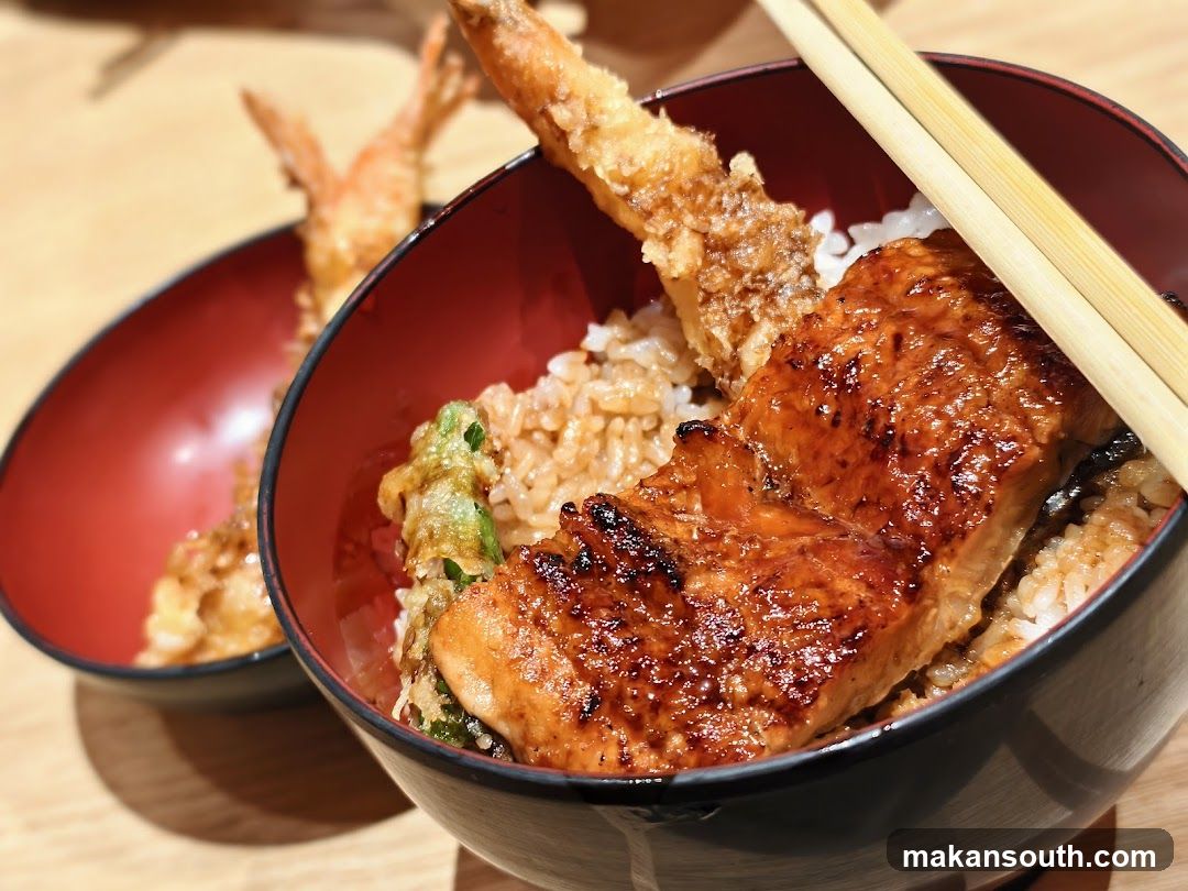 Salmon and Tempura Rice Bowl