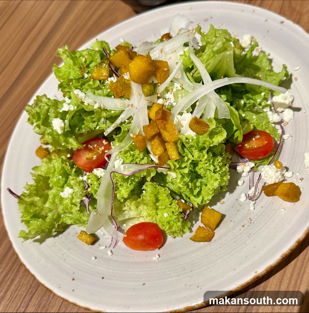Salad with roasted pumpkin and feta cheese