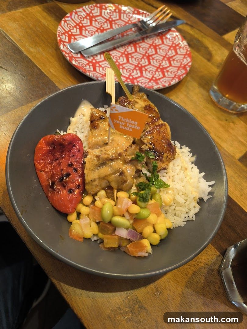 Chicken Skewers with Rice and Vegetables