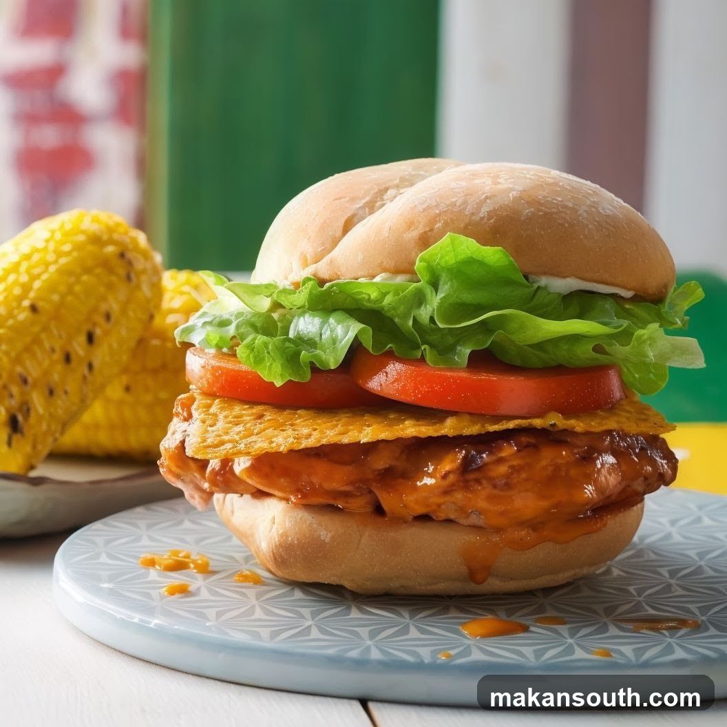 Chicken Burger with Corn on the Cob