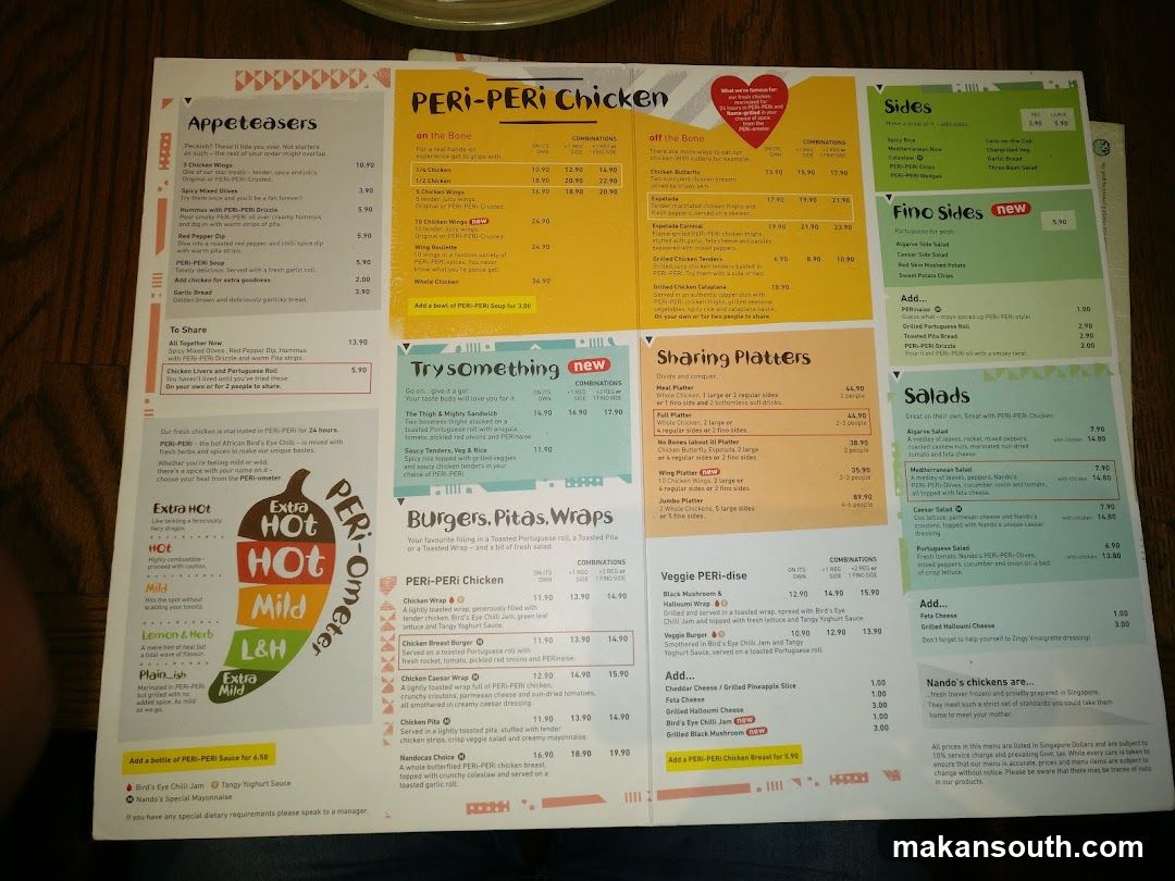PERI-PERI Chicken Menu