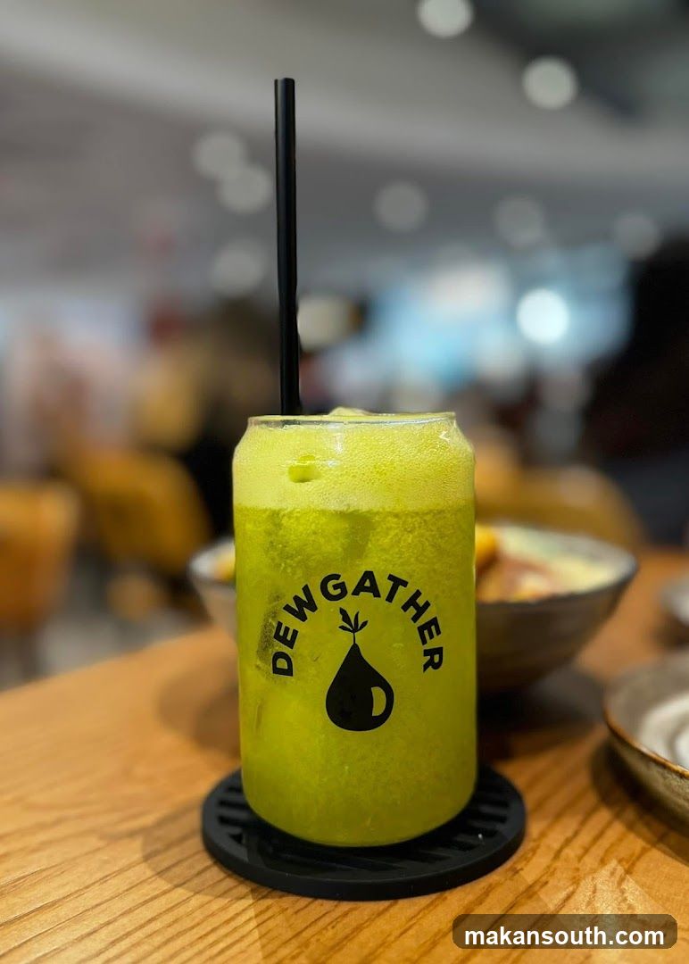 Green beverage with logo