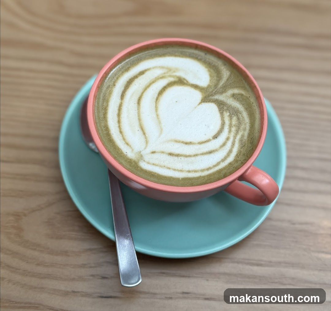 Matcha latte with latte art