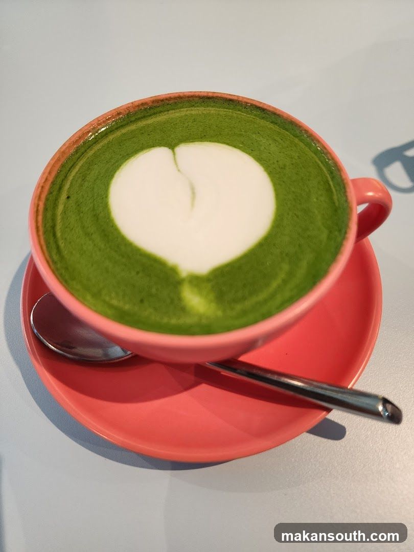 Matcha Latte with Heart Art