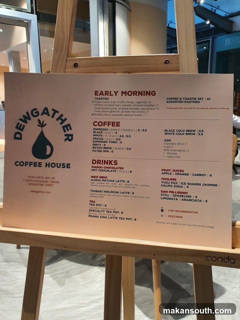 Dewgather Coffee House Menu