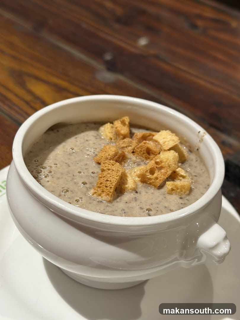 Mushroom Soup with Croutons