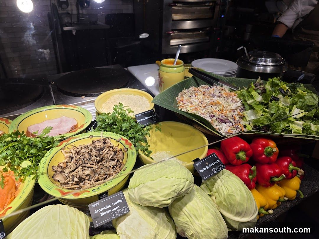 Buffet Display with Fresh Ingredients