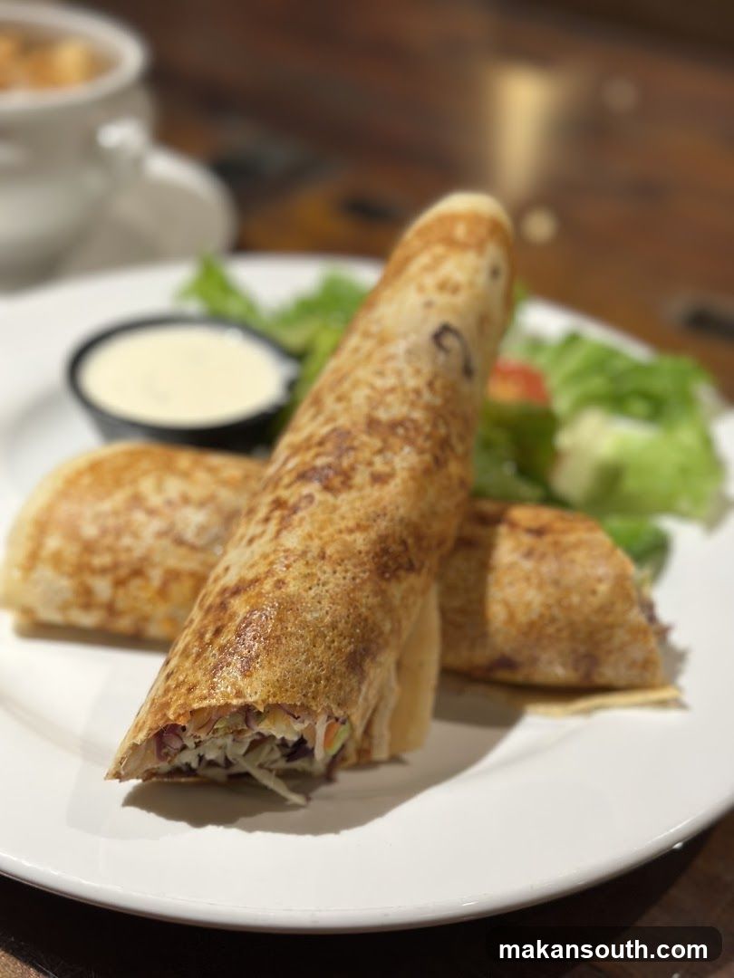 Rolled Wraps with Salad and Dip