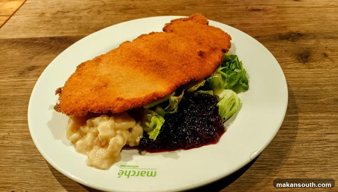 Fried Cutlet with Salad and Mashed Potatoes