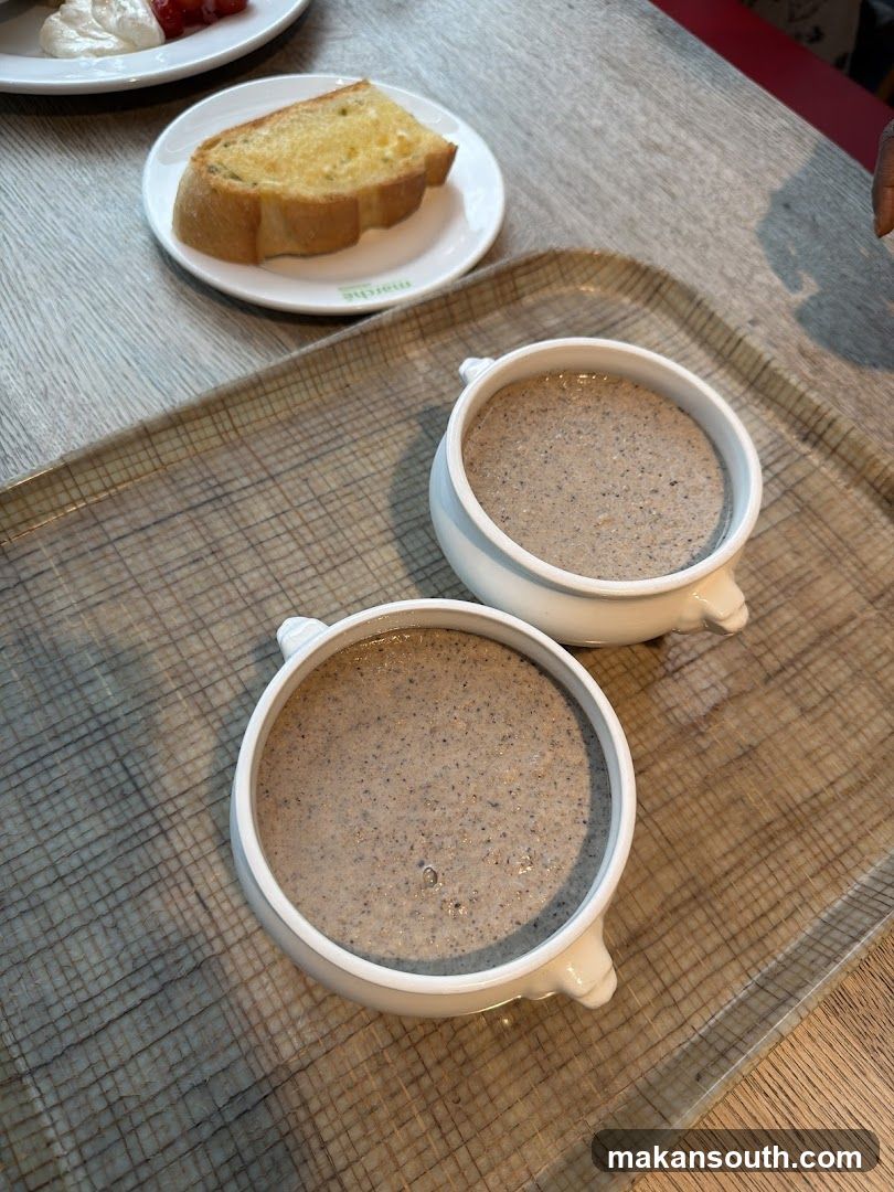 Mushroom Soup and Garlic Bread