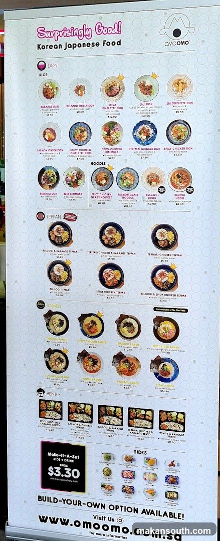 OMOOMO Korean Japanese Food Menu