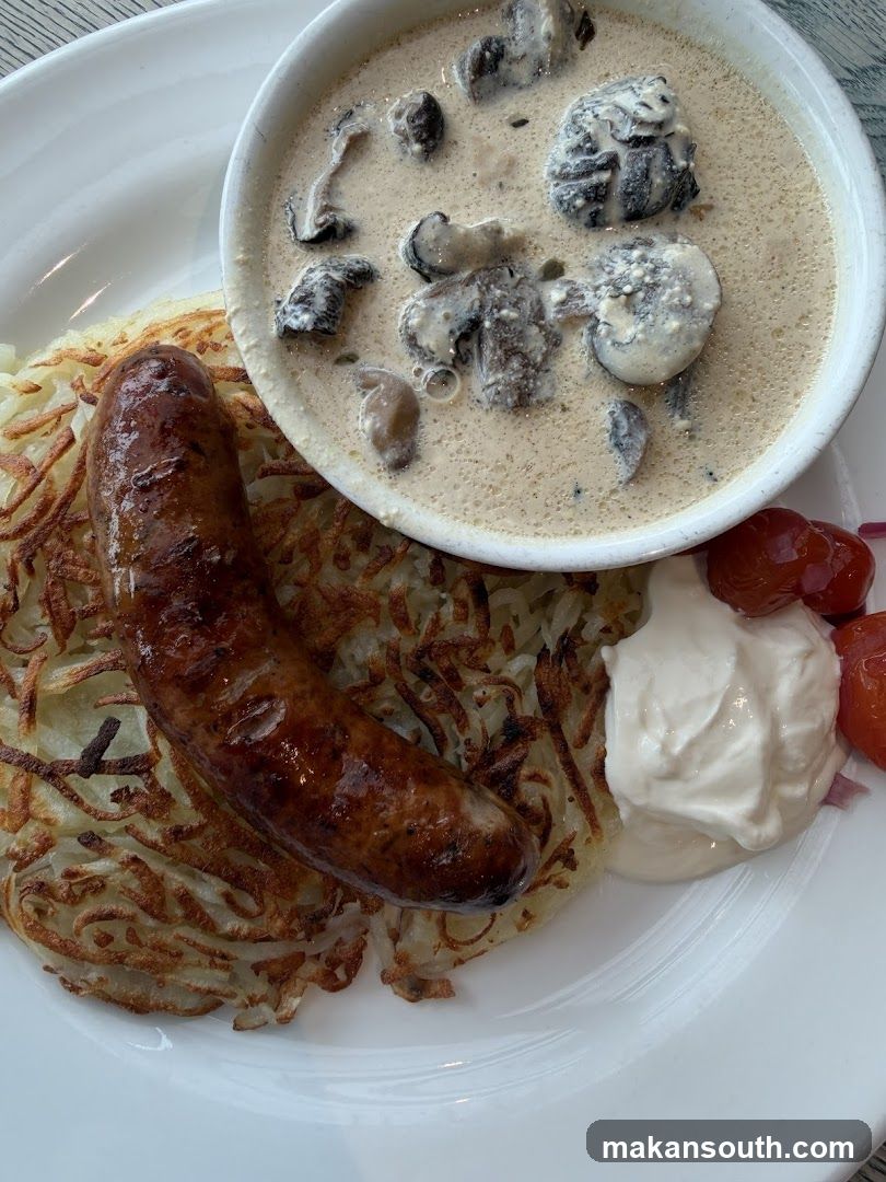 Sausage and Hash Browns with Creamy Mushrooms