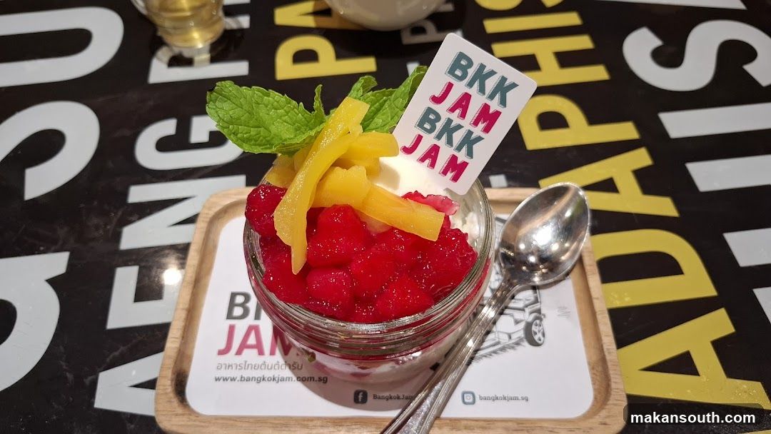 Dessert with fruit and cream