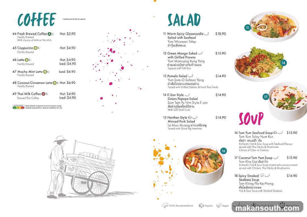 Coffee, Salad, and Soup Menu