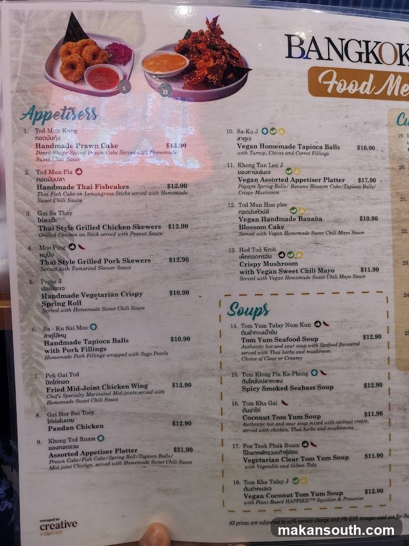 BANGKOK Food Menu