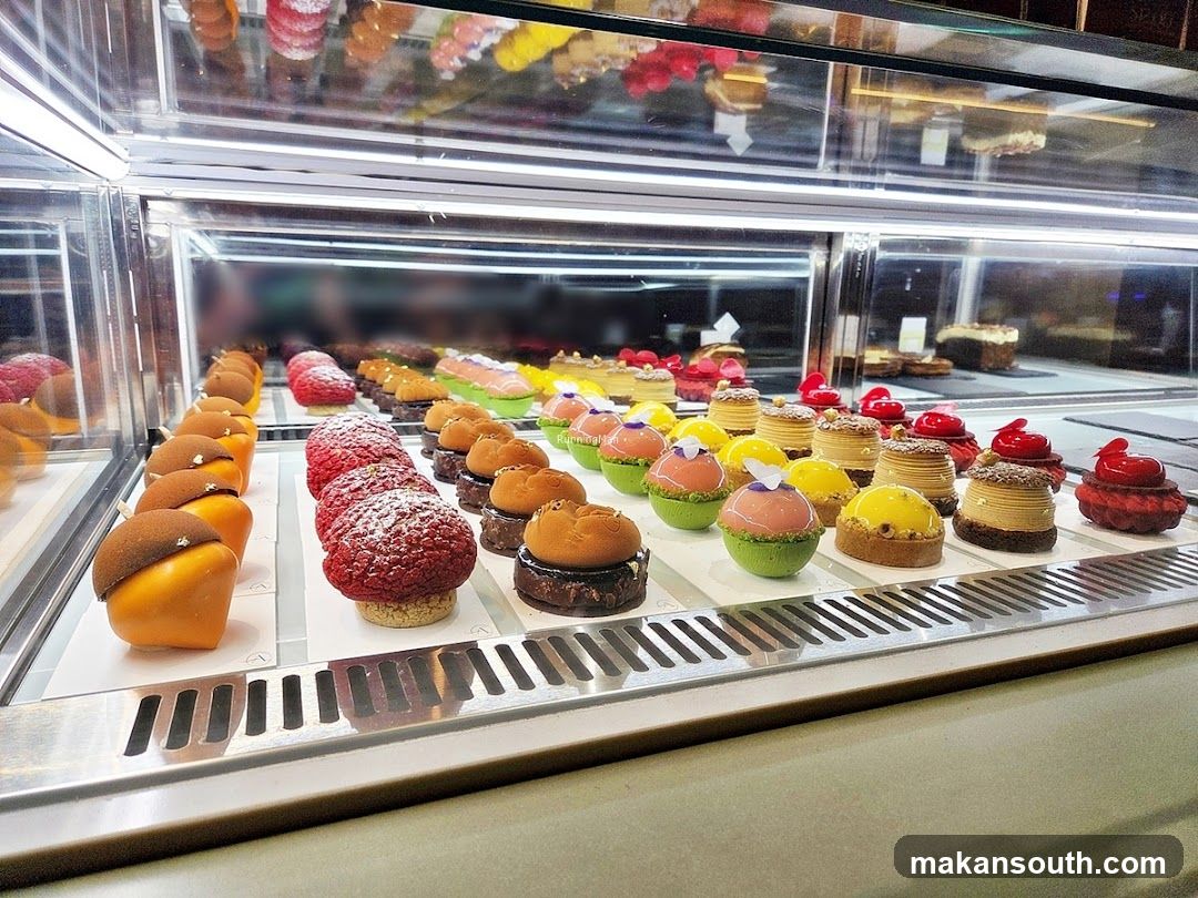 Assortment of Pastries in a Display Case
