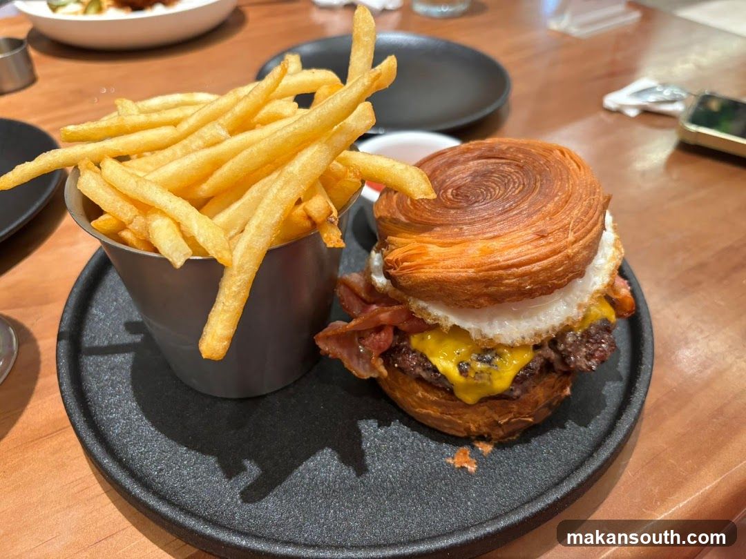Croissant Burger with Fries