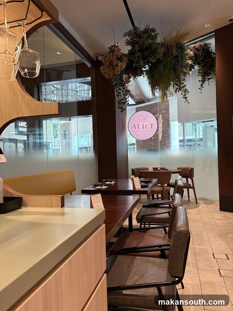 Restaurant Interior with Hanging Plants