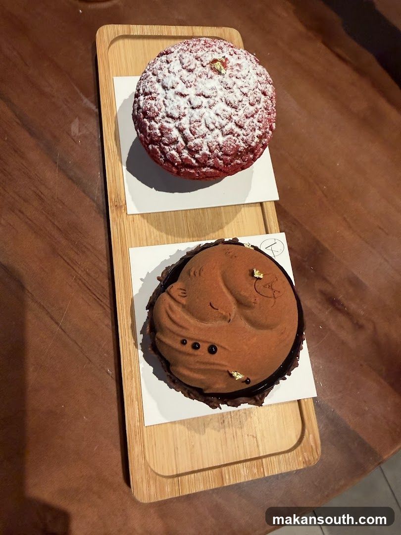 Two Desserts on a Wooden Platter