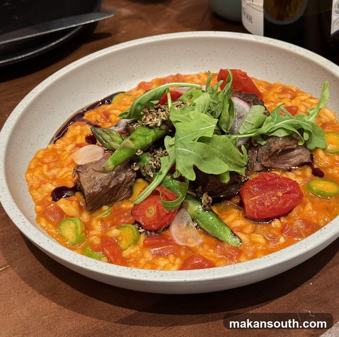 Beef Risotto with Asparagus and Tomatoes