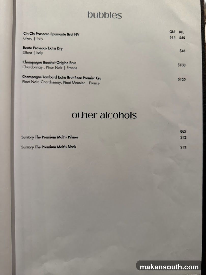 Drinks Menu