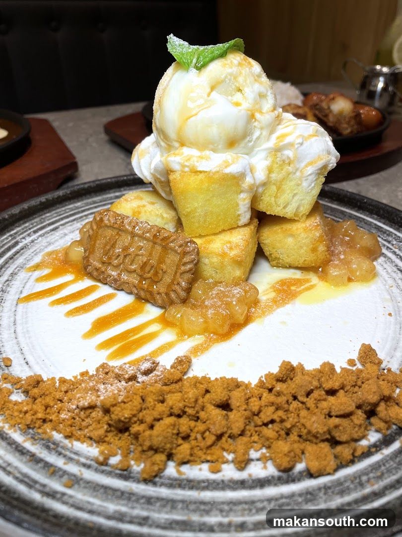 Dessert with Ice Cream and Biscuits