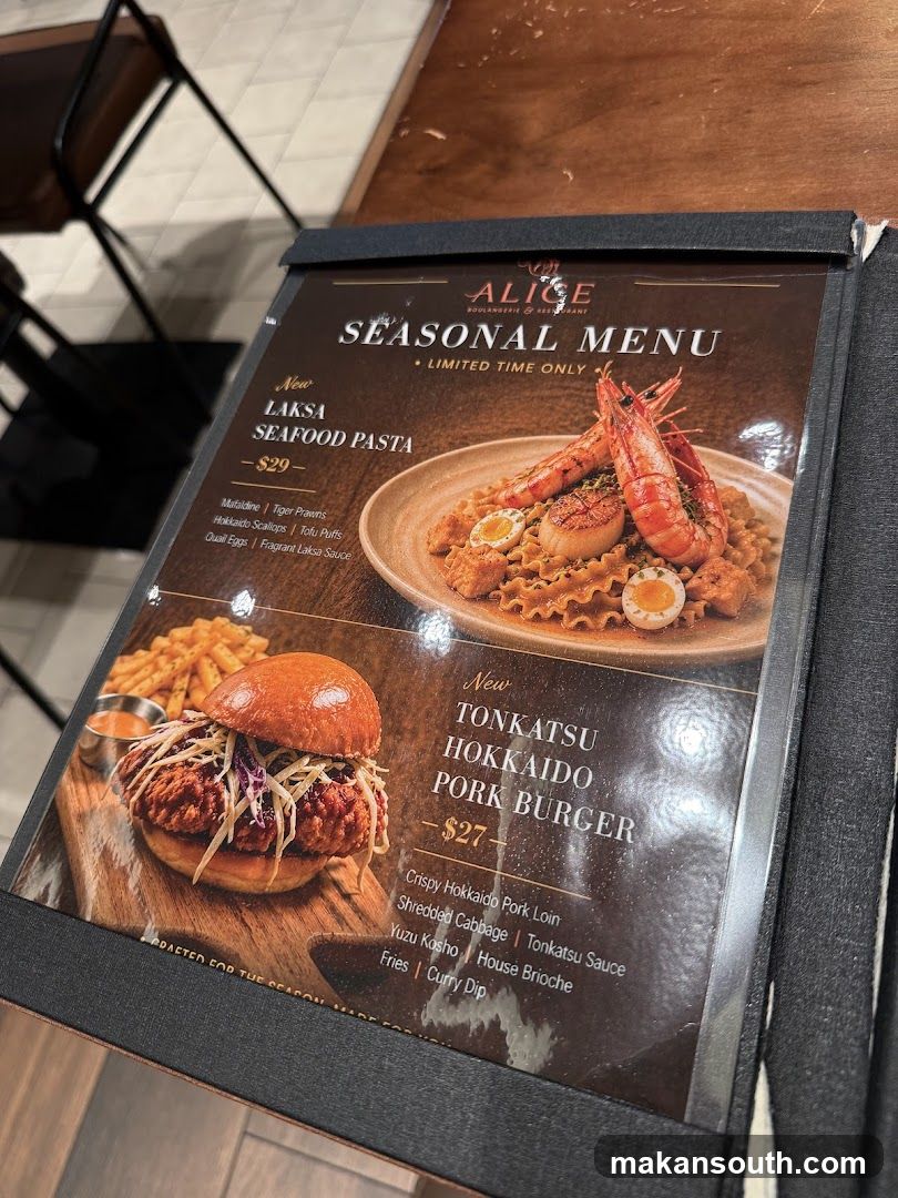 ALICE BOULANGERIE & RESTAURANT SEASONAL MENU