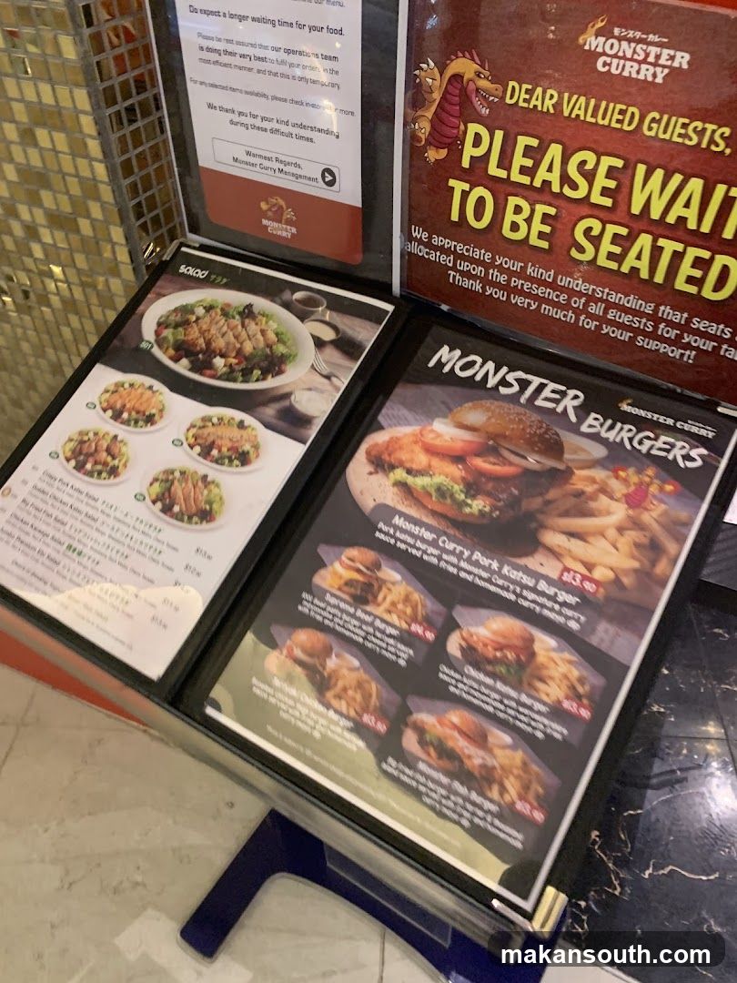 Monster Curry Menu and Seating Sign