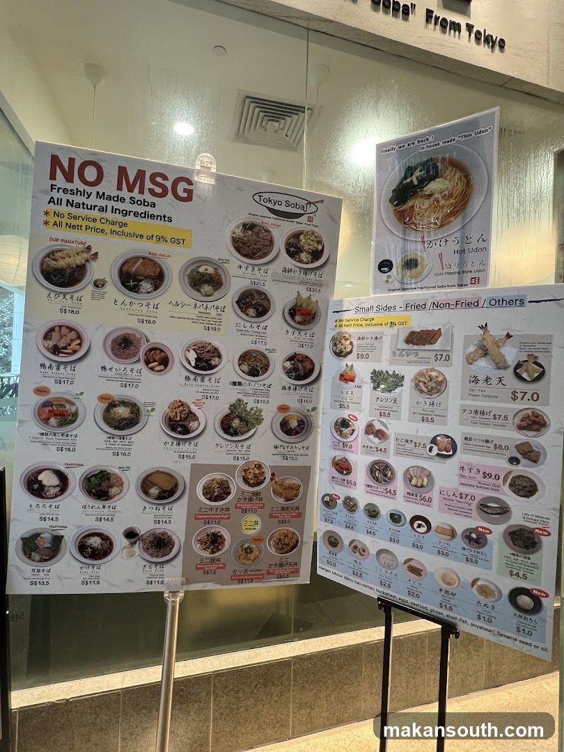 Tokyo Soba Menu