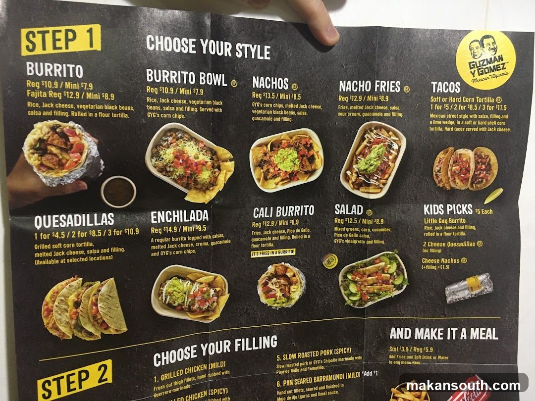 Guzman Y Gomez Menu