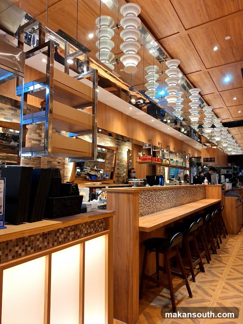 Modern Restaurant Interior with Bar Seating