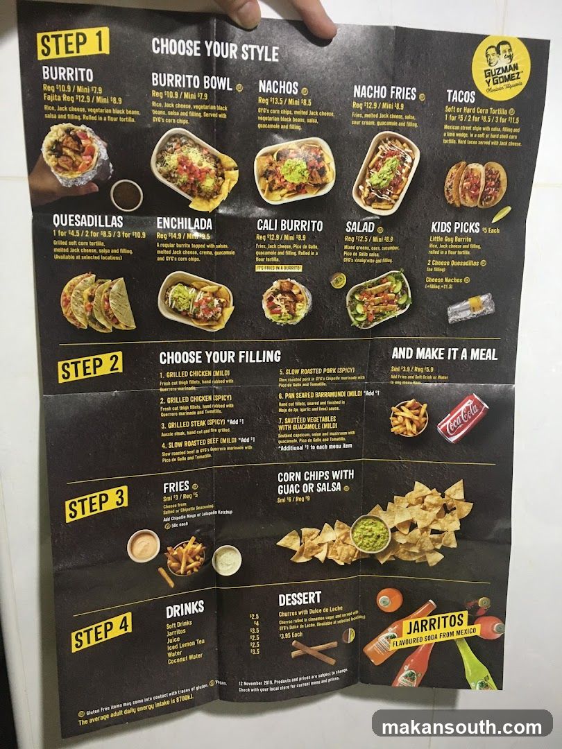 Guzman Y Gomez Menu
