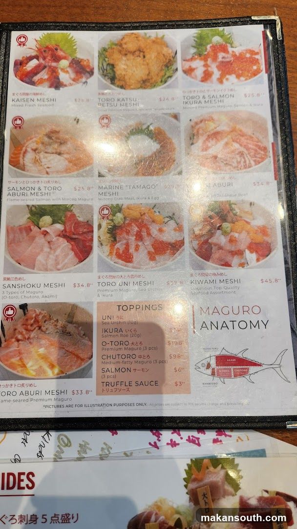 Japanese Seafood Menu