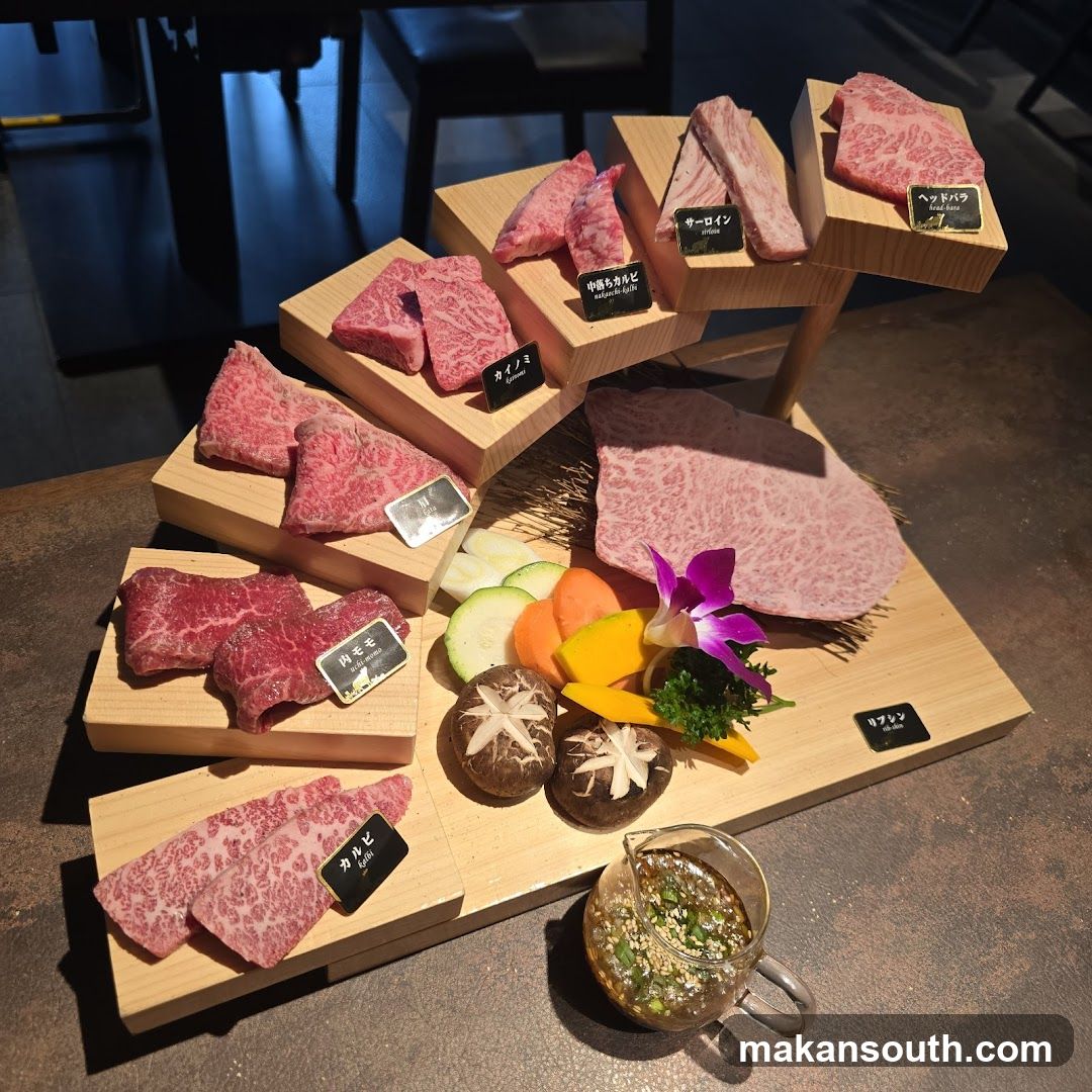Assortment of Raw Beef Cuts with Vegetables