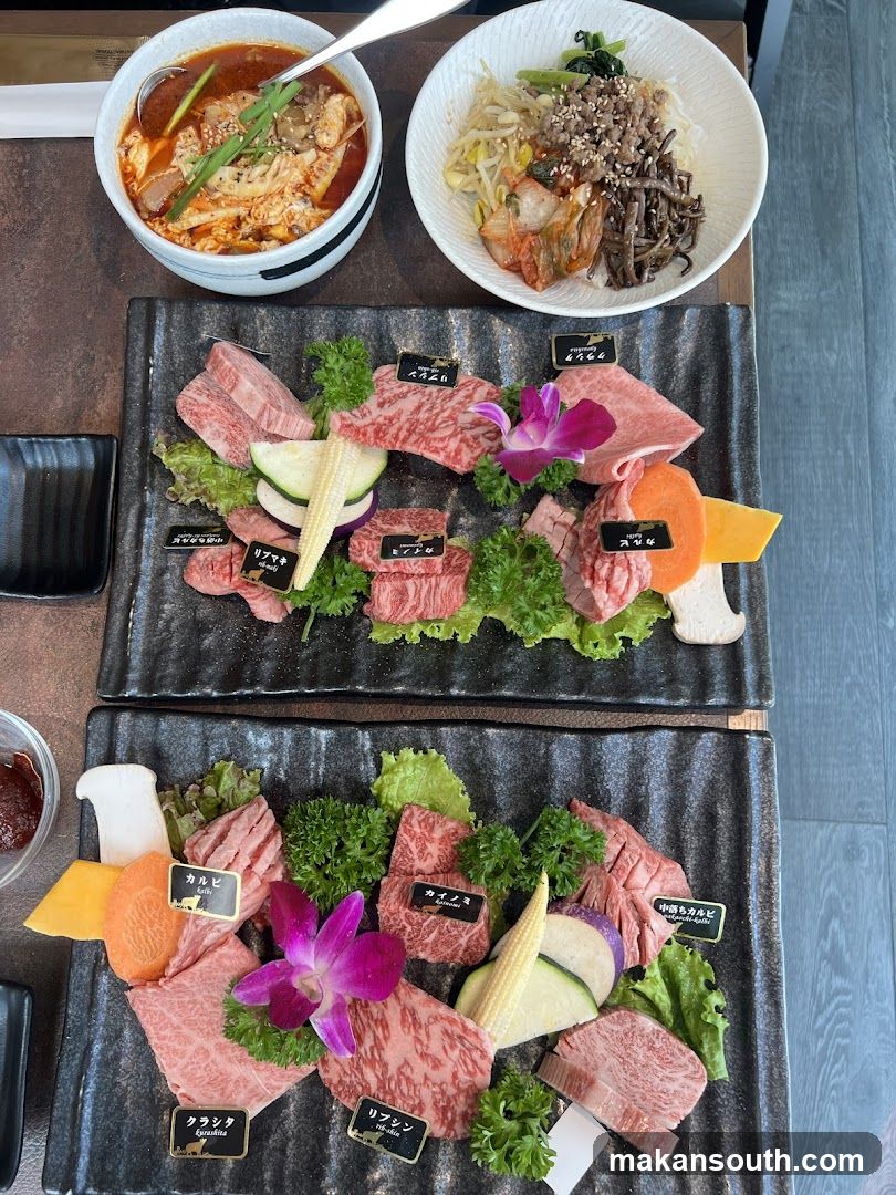 Assorted Meat Platters and Korean Dishes