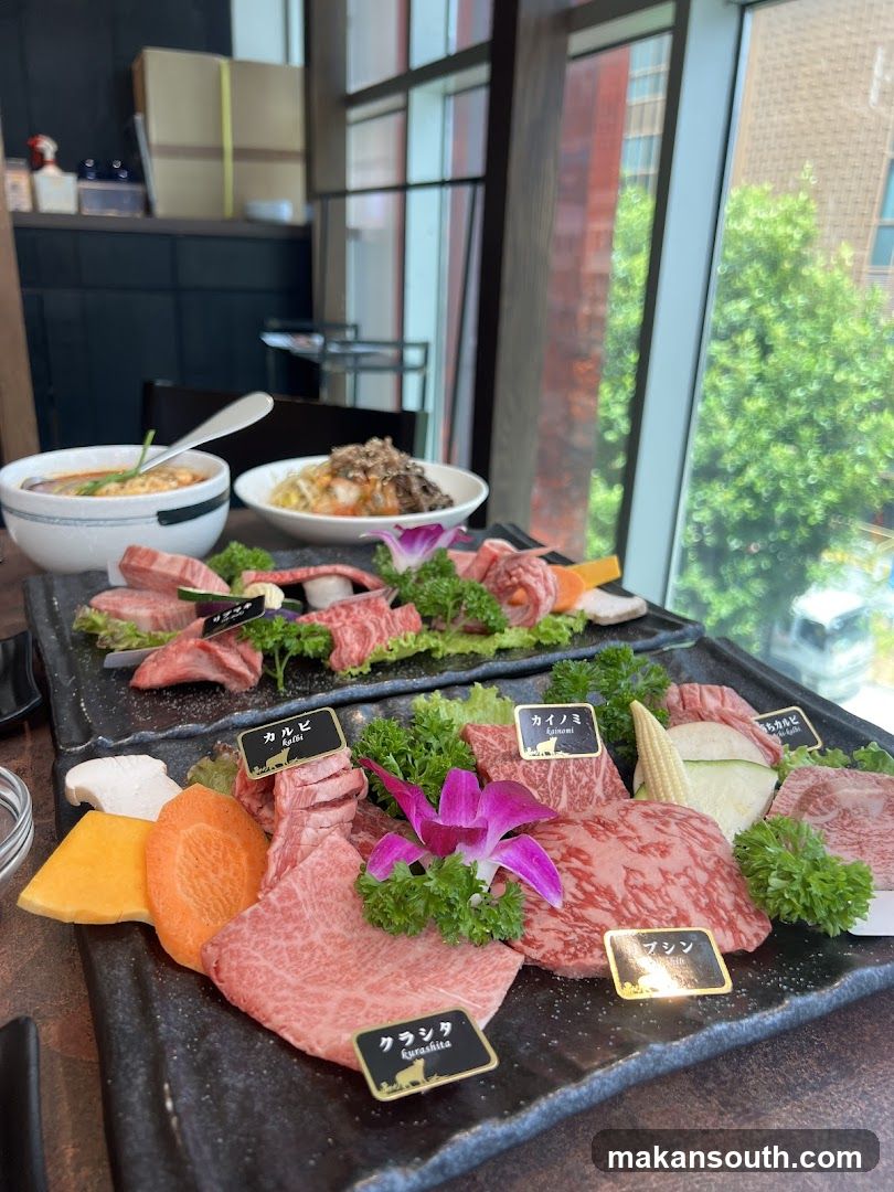 Assortment of Raw Meats and Side Dishes