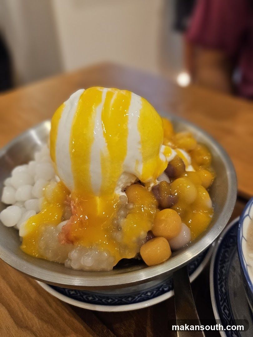 Mango shaved ice dessert