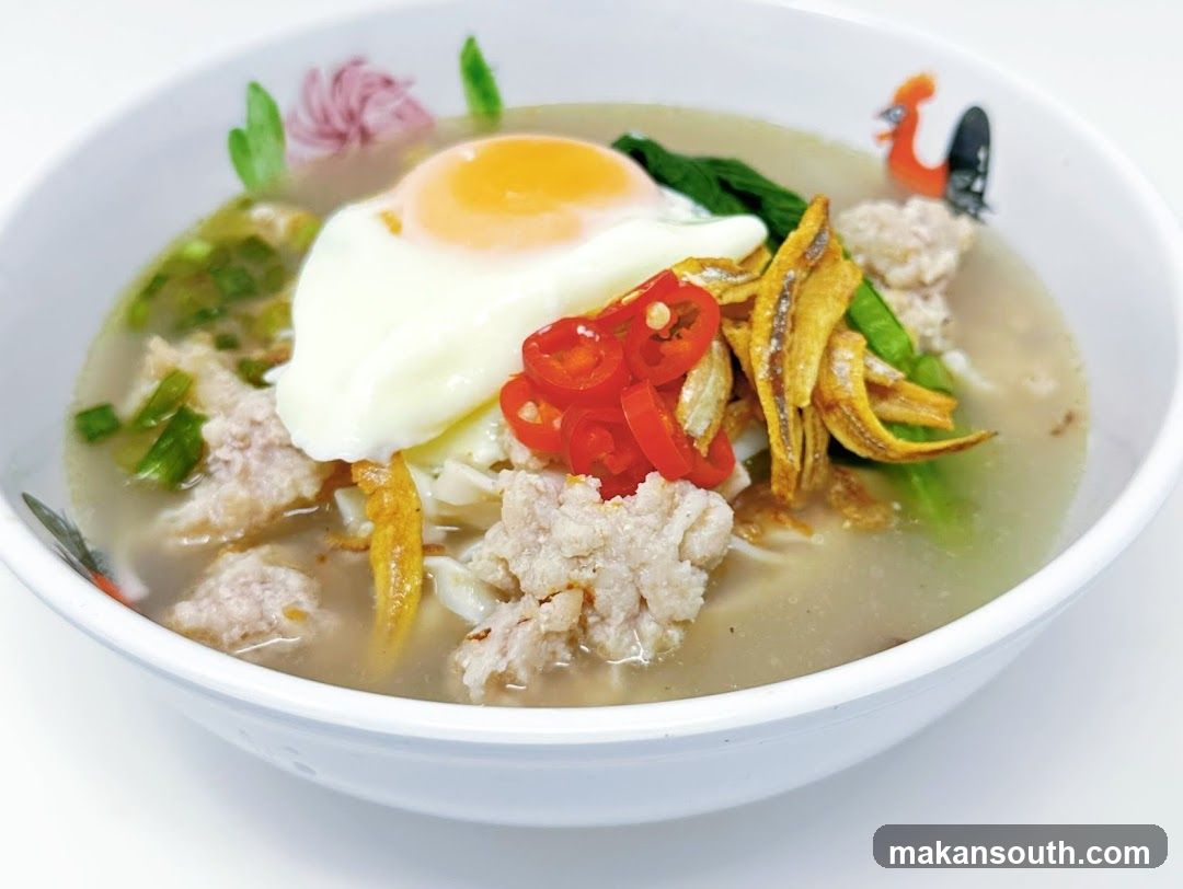 Pork noodle soup with egg