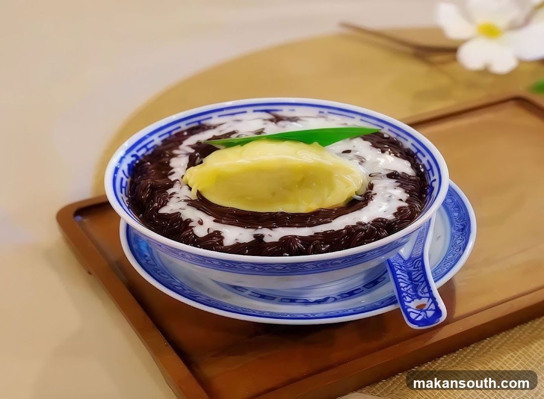 Black Rice Pudding with Durian Ice Cream
