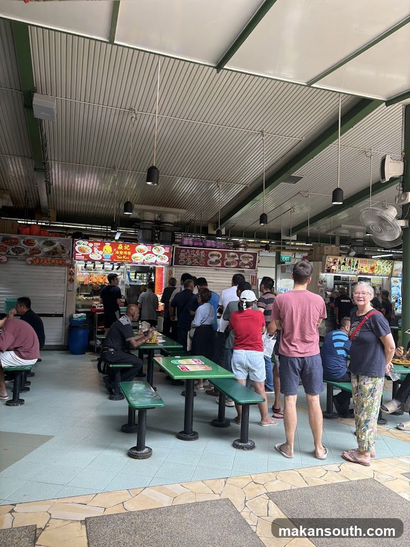 Food court with people queuing