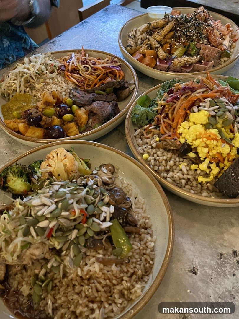 Four bowls of food