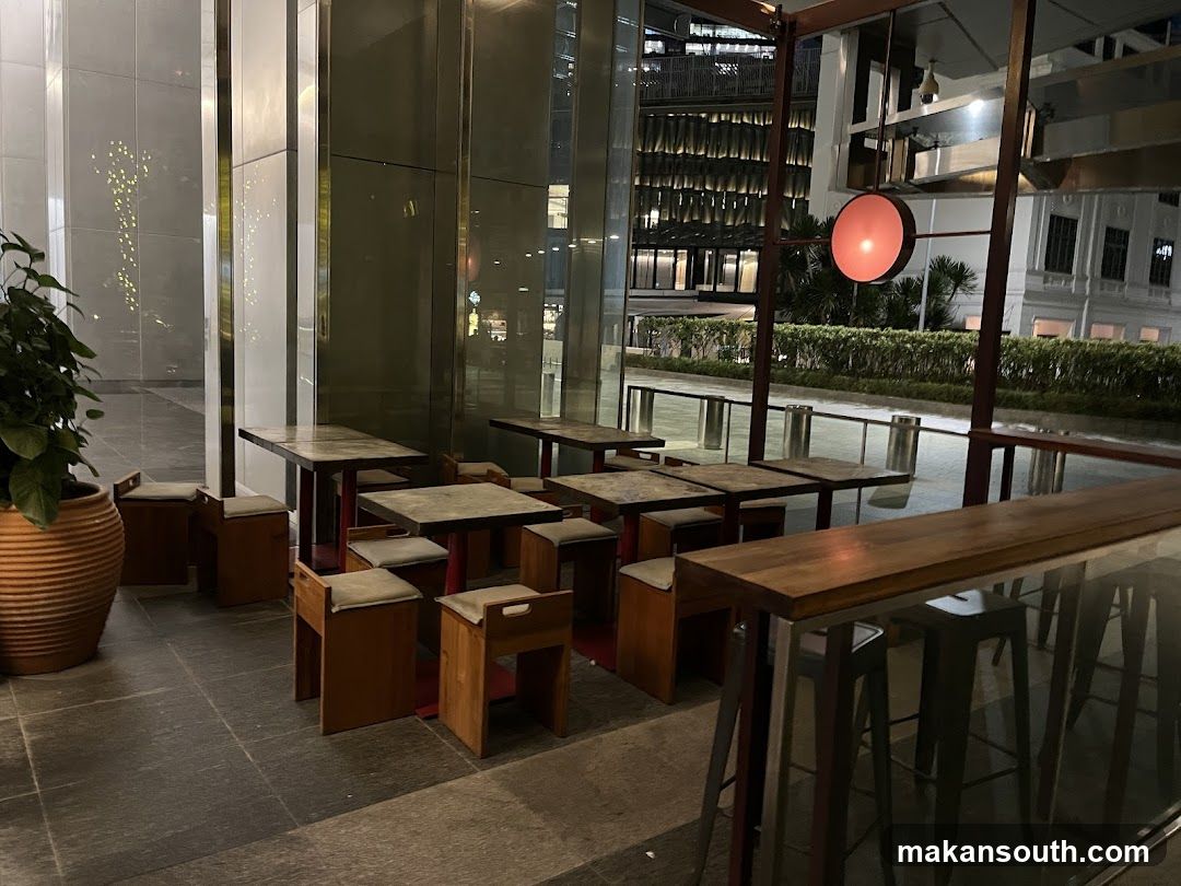 Outdoor Seating Area at Night