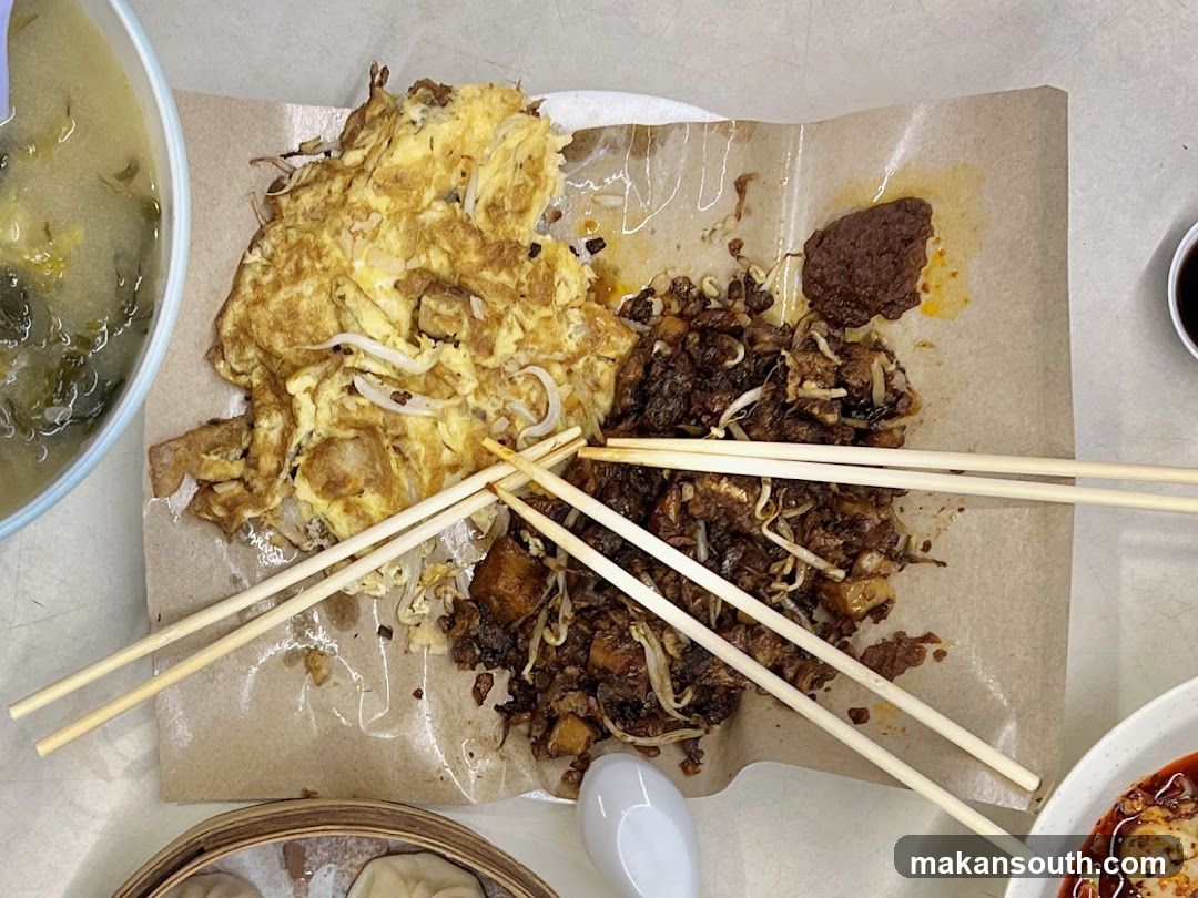 Fried Radish Cake with Omelette and Soup