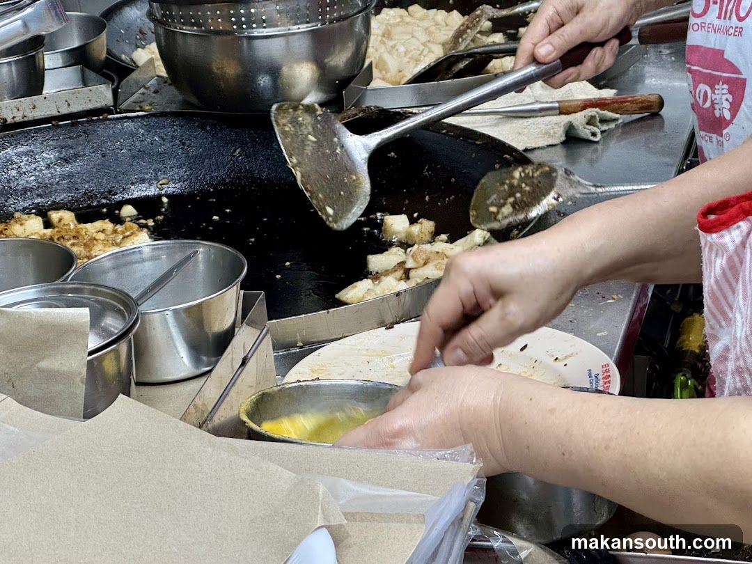 Food preparation at a stall