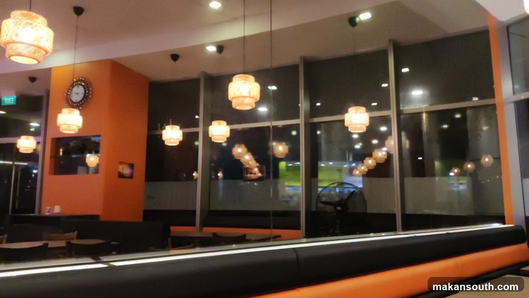 Restaurant Interior with Orange Accents