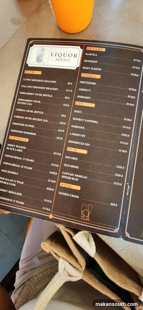 Liquor Menu