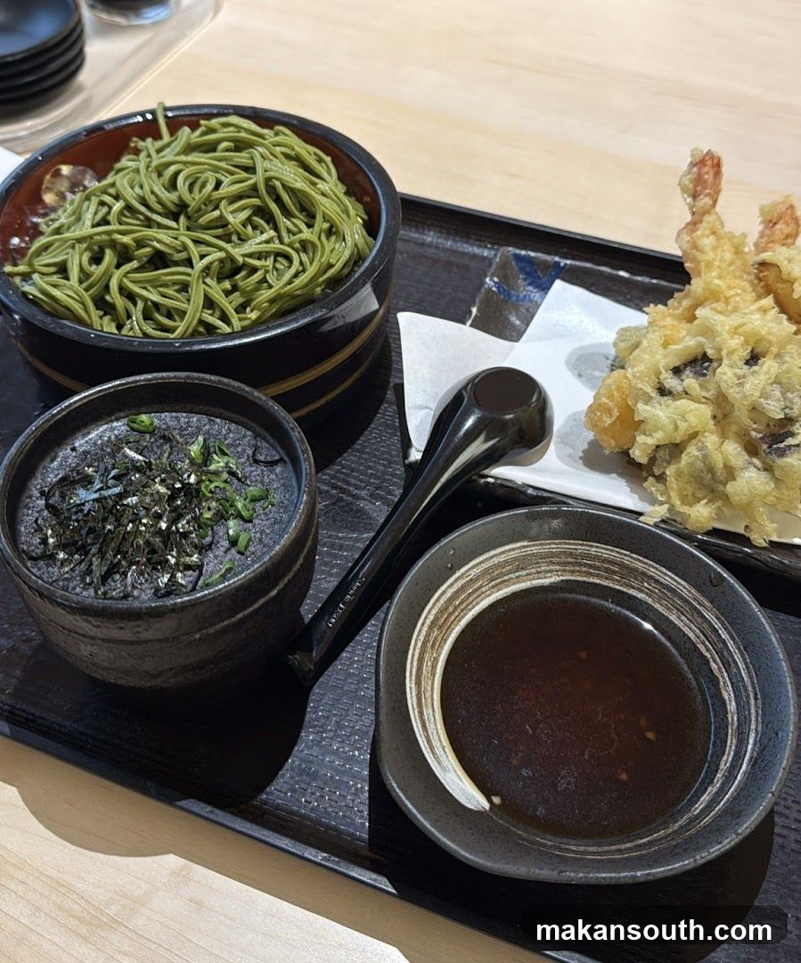 Green Soba Noodles with Tempura