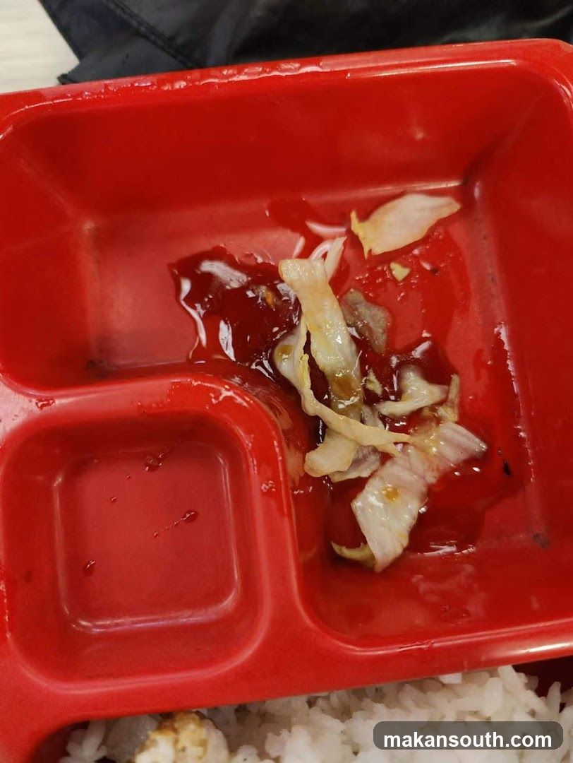Food in a red tray