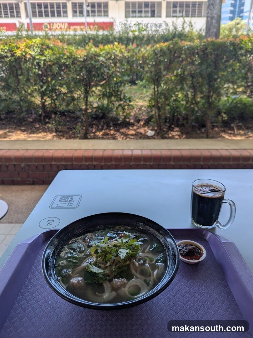Noodle soup and coffee